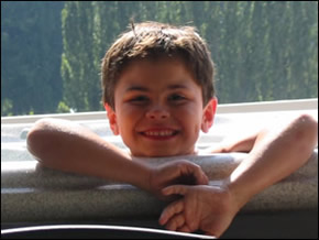 Kyle enjoying our Spa at Sudden Valley